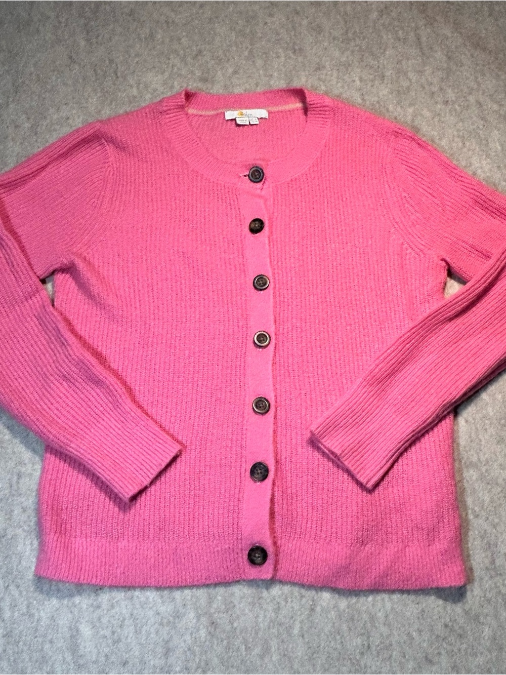 Boden Pink Ribbed Knit Cardigan Sweater Alpaca Wool Blend US 10 UK 14 K0354